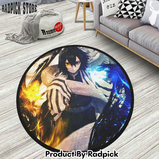 Obanai iguro round rug custom demon slayer anime circle carpet  rp5958379